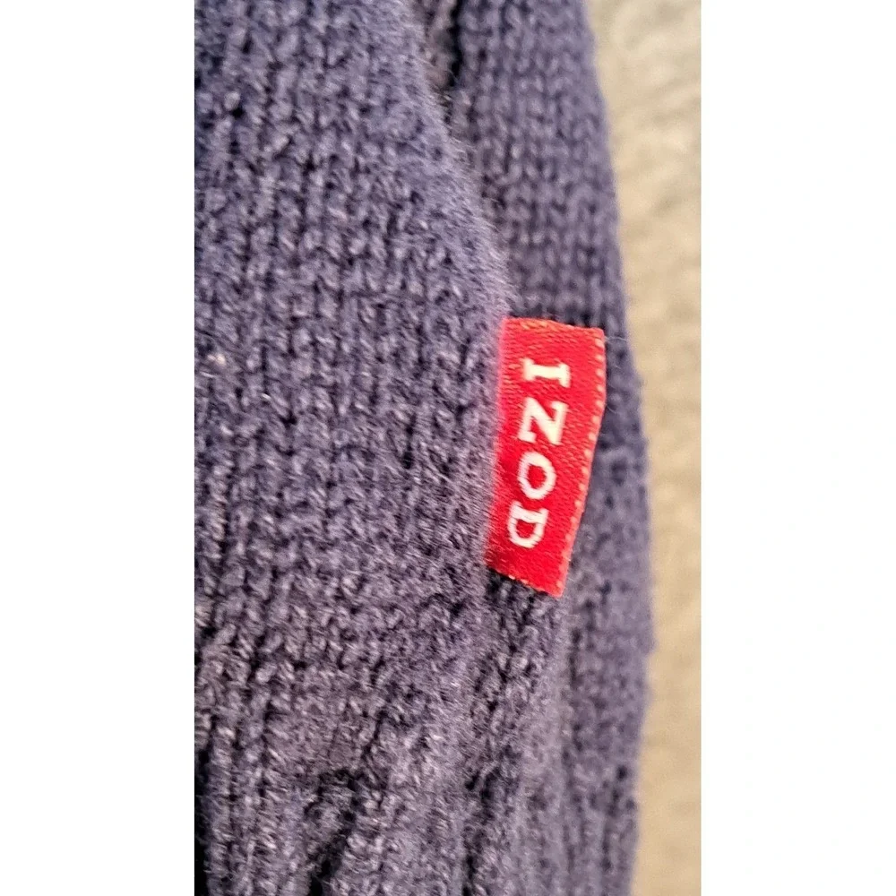 IZOD‎ Mens Navy Blue Cable Knit 1/4 Zip Sweater Size Medium Cotton
